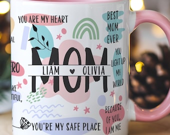 Personalized Mom Mug, Custom Coffee Mug with Kids Names, Mothers Day Gift, Ceramic Mug for Mom, Gift for Mothers, Birthday Present for mom