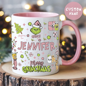 Tazas navideñas personalizadas, tazas del Grinch, tazas de café, tazas de café divertidas, taza de café navideña, Feliz Grinchmas, regalo de Navidad, regalo del Grinch