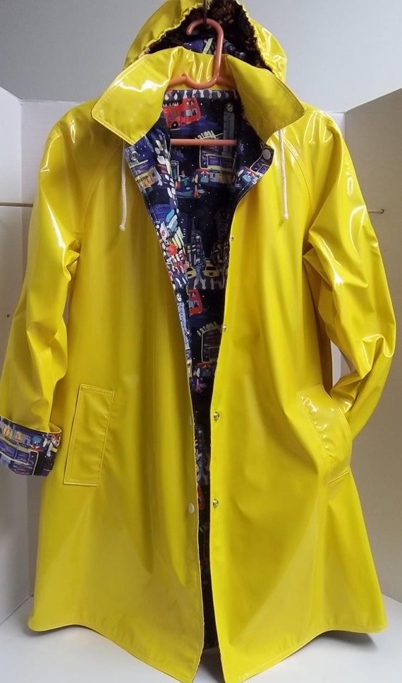Items similar to Womens raincoat with PVC vinyl outer shell which is