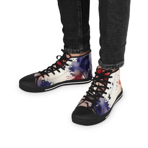Watercolor Pink Rose Floral Men's Sneakers