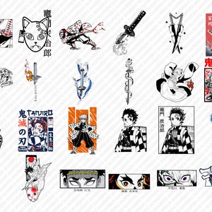 Peut inclure: Un ensemble de 16 autocollants de personnages d'anime color&eacute;s mettant en sc&egrave;ne des personnages de la s&eacute;rie d'anime Demon Slayer. Les autocollants pr&eacute;sentent des personnages comme Tanjiro Kamado, Nezuko Kamado, Zenitsu Agatsuma, Inosuke Hashibira et Giyu Tomioka. Les autocollants sont parfaits pour ajouter une touche d'anime &agrave; votre ordinateur portable, votre bouteille d'eau, votre coque de t&eacute;l&eacute;phone ou votre agenda.