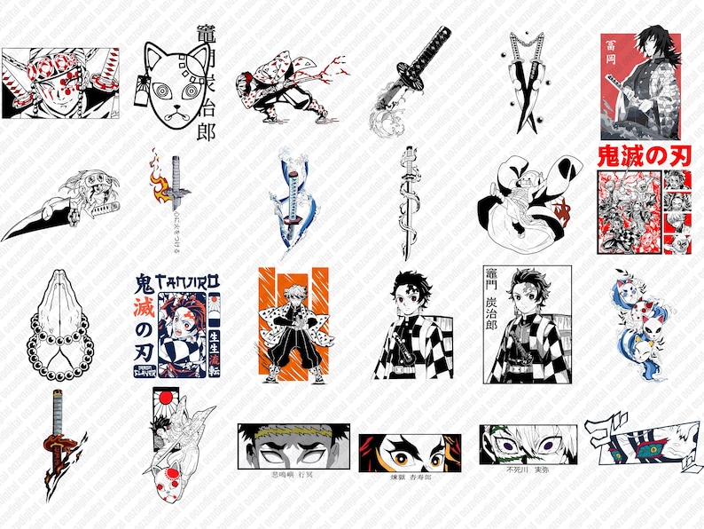 Peut inclure: Un ensemble de 16 autocollants de personnages d'anime color&eacute;s mettant en sc&egrave;ne des personnages de la s&eacute;rie d'anime Demon Slayer. Les autocollants pr&eacute;sentent des personnages comme Tanjiro Kamado, Nezuko Kamado, Zenitsu Agatsuma, Inosuke Hashibira et Giyu Tomioka. Les autocollants sont parfaits pour ajouter une touche d'anime &agrave; votre ordinateur portable, votre bouteille d'eau, votre coque de t&eacute;l&eacute;phone ou votre agenda.