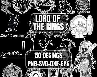 50 Lord of the Rings-Inspired Designs | Digital Bundle in Png, Svg, Eps, and Dxf