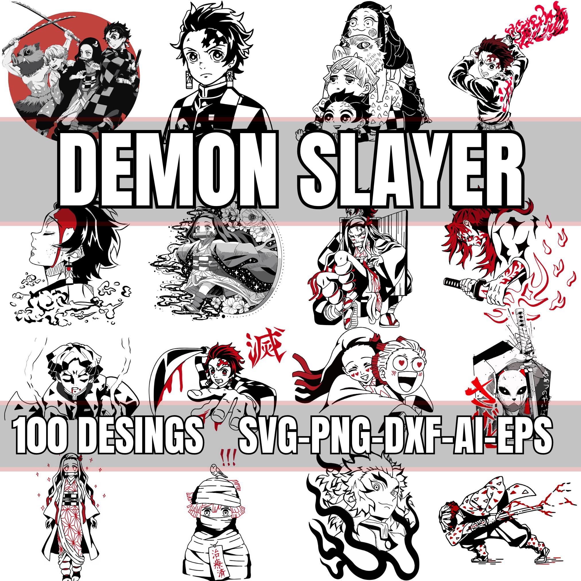 100 Demon Slayer Design Bundle (Svg, Png, Dxf, Eps, Ai) | Anime Cut Files for Cricut, Silhouette, DIY & Crafting Projects