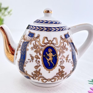 Tiny novelty teapot, a charming little miniature vintage collectable by Porcelain Art