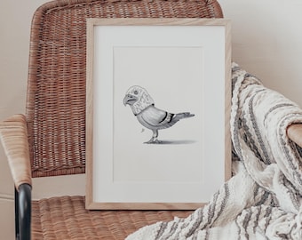 Divertente stampa artistica ibrida piccione-aquila – Stravagante mix di animali (download digitale)
