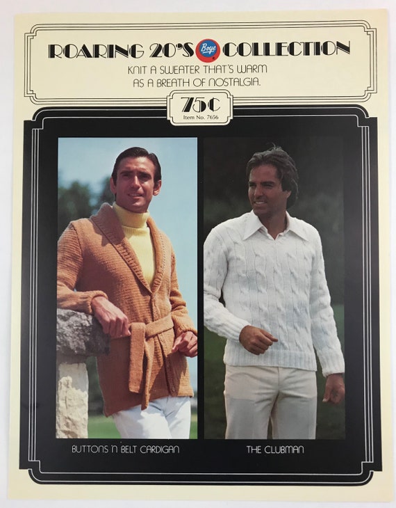 Vintage Boye Pattern Leaflet 7656,Roaring 20\u0027s Collection Men\u0027s Sweaters