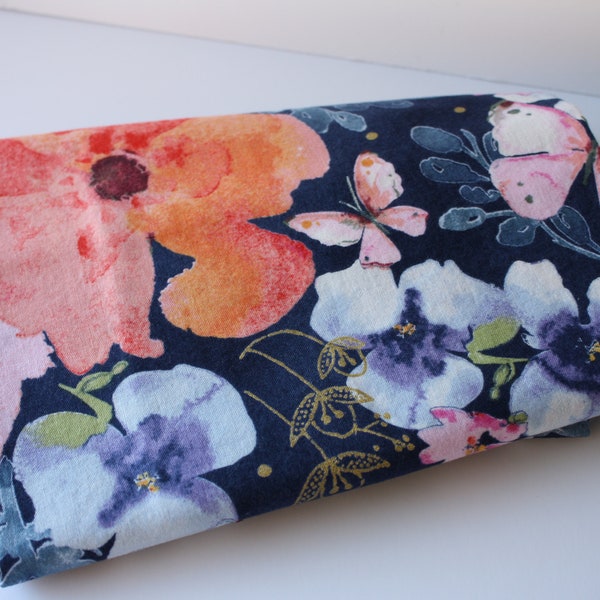 1 yard pink and blue watercolor floral fabric from Scatter Joy by Kathy Davis Studios for Fabric Traditions