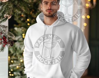 Christmas themed Gildan 18000 Mock Up Mens white Hoodie jumper mockup plain jumper