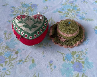 CUTE Lot of 2 Vintage PIN CUSHIONS Sewing