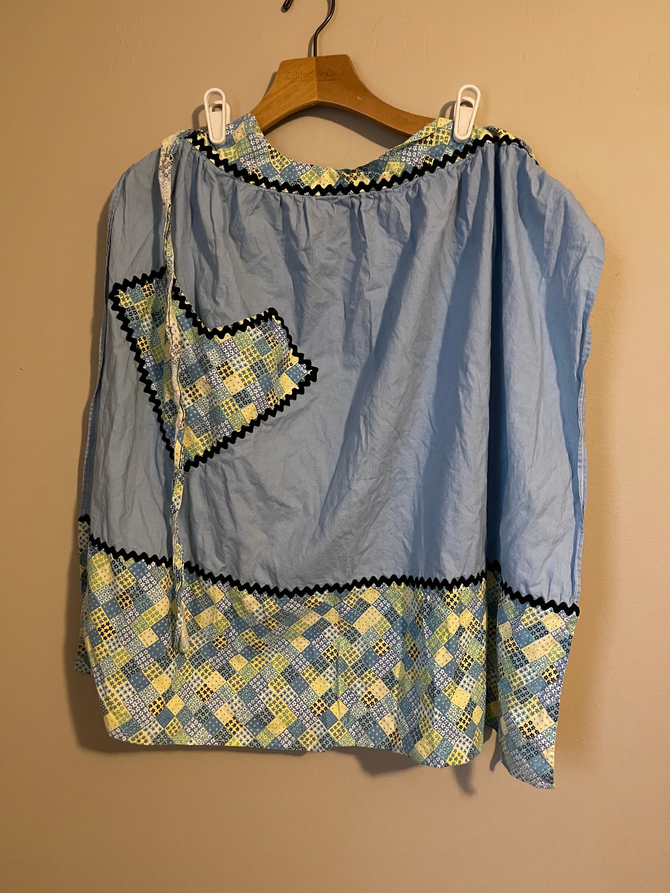 パッチワークデザイン エプロン ヴィンテージ ブルー キッチン パッチワーク デザイン エプロン - Etsy