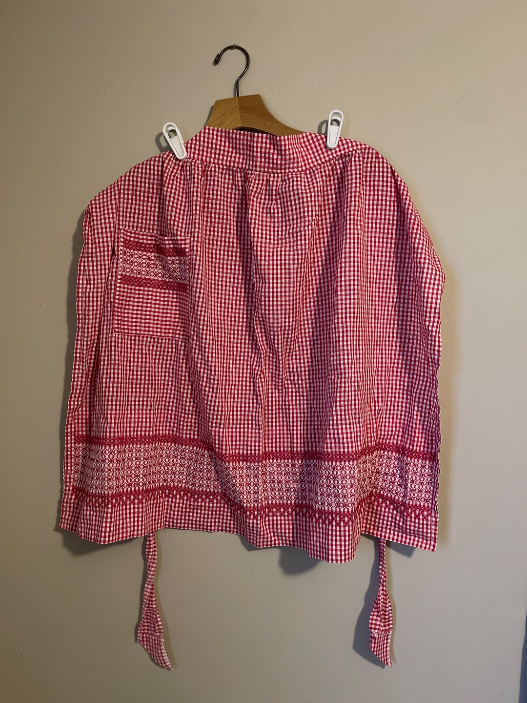 Vintage RED KITCHEN Checked APRON Etsy