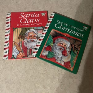 Vintage CHRISTMAS Kids Books SANTA CLAUS Candy Cane Books
