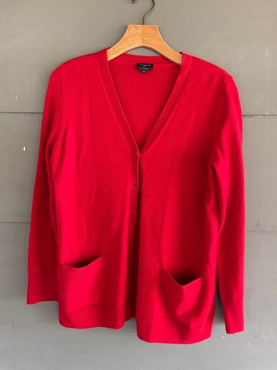 Ladies TALBOTS Red 100% CASHMERE Sweater Cardigan 