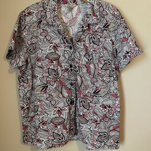 Vintage Kurzarm BLUMEN BLUSE Groß