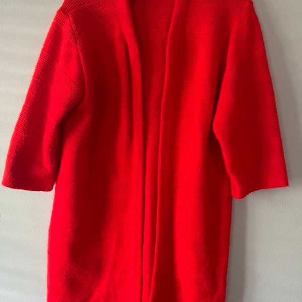 Vintage 1970s RED Acrylic CARDIGAN Rockabilly Mod