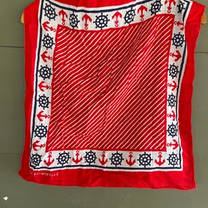 Bandana bawełniana w kolorze czerwonym z lat 80. ANCHORS AWAY