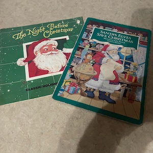 Vintage CHRISTMAS Lot of 2 KIDS STORYBOOKS Books Santa Elves