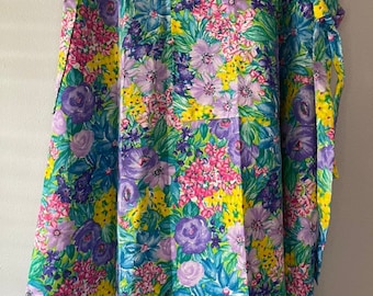 Vintage 1970s FLORAL Apron Wrap Skirt Fits L to XXL