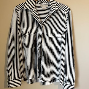 Vintage GESTREIFTE BLUSE aus Polyester By NOTATIONS Medium