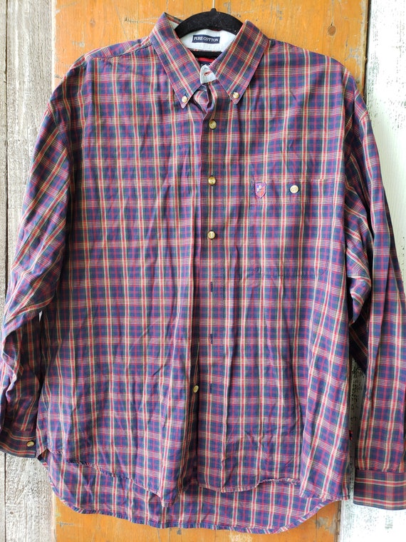 Vintage BUGLE BOY Plaid Cotton Button up Shirt Ext