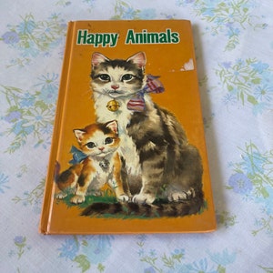 Vintage 80s CHILDREN Book HAPPY ANIMALS