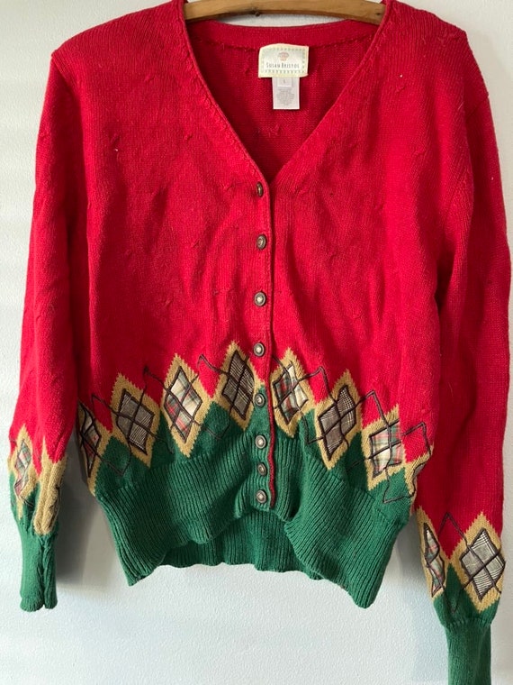 Vintage 1990s SUSAN BRISTOL Preppy SWEATER Cardig… - image 1