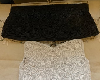 Vintage Lot of 2 BEADED Evening Bags Clutches Purses