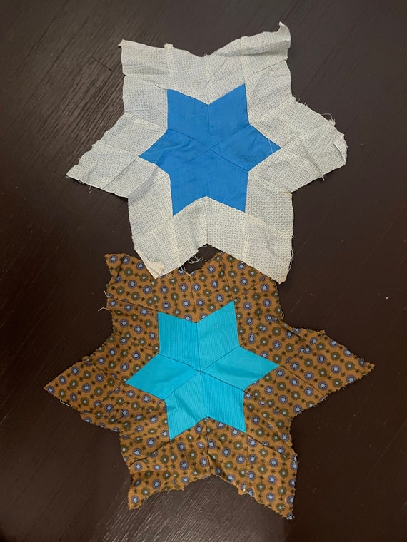 60 年代ヴィンテージ スター型キルトトップ スクラップピース 2 60 年代ヴィンテージ スター型キルトトップ スクラップピース 2