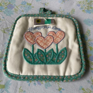 Vintage PINK &GREEN Cocina POTHOLDER Nuevo stock antiguo
