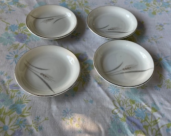 Vintage LOT of 4 BUTTER PAT Dishes Platinum Wheat