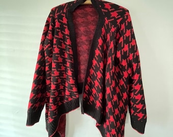 Ladies Vintage 90s HOUNDSTOOTH No Button CARDIGAN Sweater Medium to large