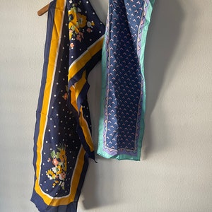 GORGEOUS Lot of 2 1960s RETRO Long SCARVES