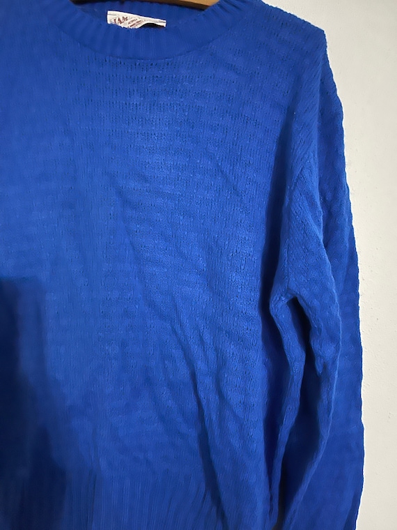 Vintage 70s JAMSPORT Acrylic ROYAL BLUE Sweater T… - image 2