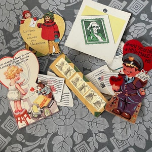 Vintage MAIL MAILMAN Paper Ephemera SCRAPBOOKING Lot Valentines etc
