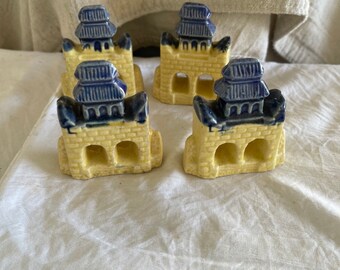 Vintage 60s ORIENTAL House NAPKIN RINGS Trinket Figurines