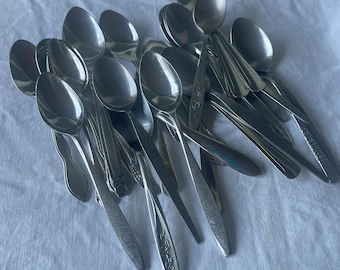Vintage MID CENTURY Lot of 25 Spoons Flatware Serving