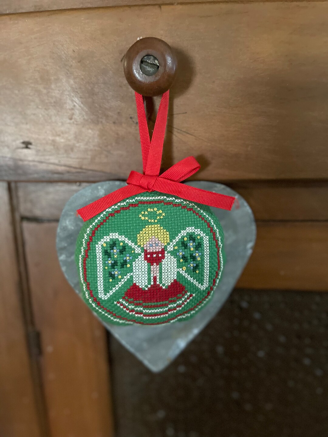 Vintage CHRISTMAS 70s NEEDLEPOINT Angel ORNAMENT Etsy