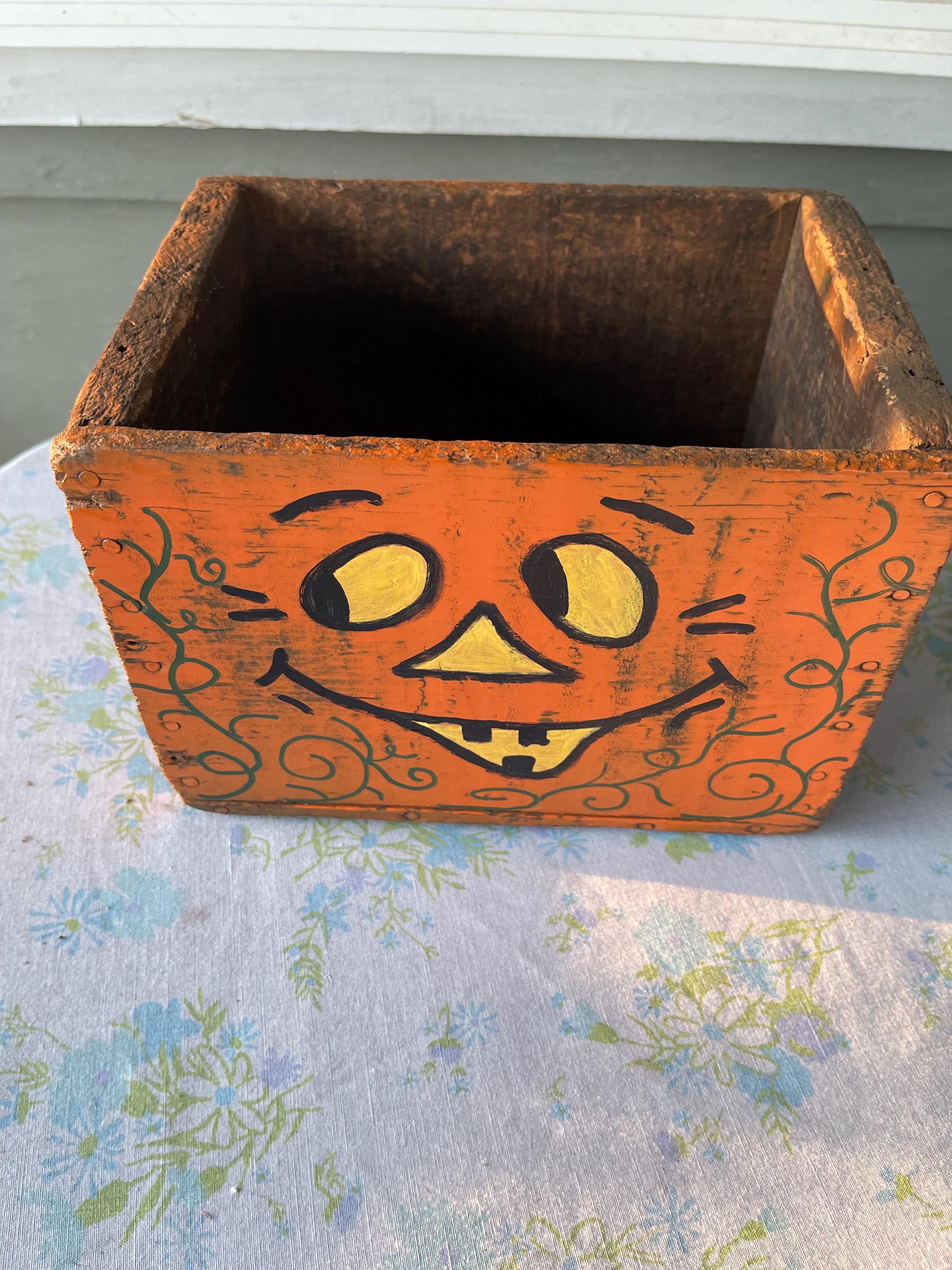 Vintage HALLOWEEN Old Wooden Jack O Lantern WOOD Box Fall Halloween ...