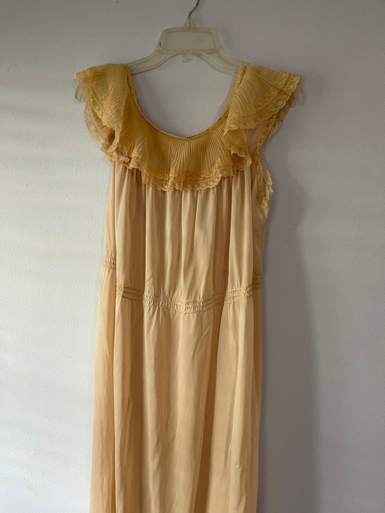 GORGEOUS Vintage 1960s GILBREATH Beige ROMANTIC Lingerie Night Gown medium image 1