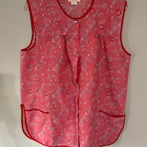 Vintage 80s FLORAL Pink SMOCK TOP Blouse Medium to large