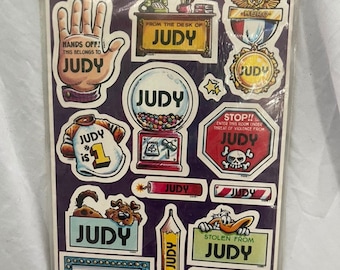 Vintage 1980s JUDY Name STICKERS Scrapbooking New old Stock