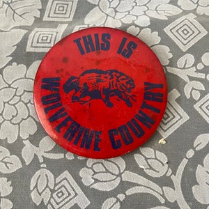 HUGE Vintage WOLVERINE COUNTRY Pinback Button Pin Badge Football