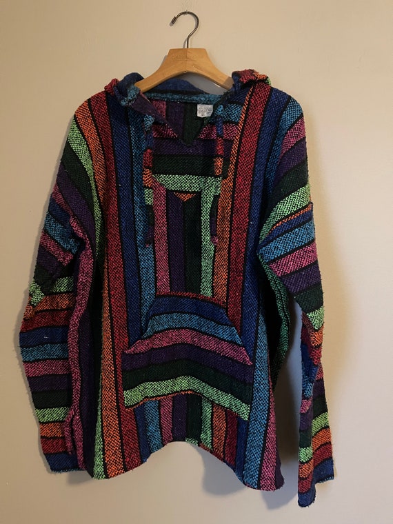 Vintage UNISEX Ethnic vibe HIPPY Hooded Pullover S