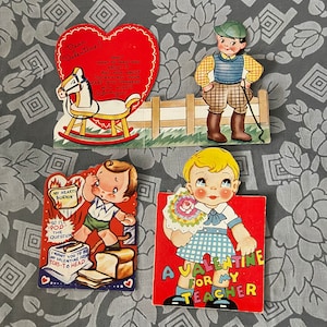 Vintage VEEL 3 VALENTINES Little Boys uit de jaren 40