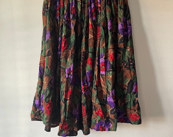 CUTE Vintage 80s FLORAL Pleated SKIRT Medium