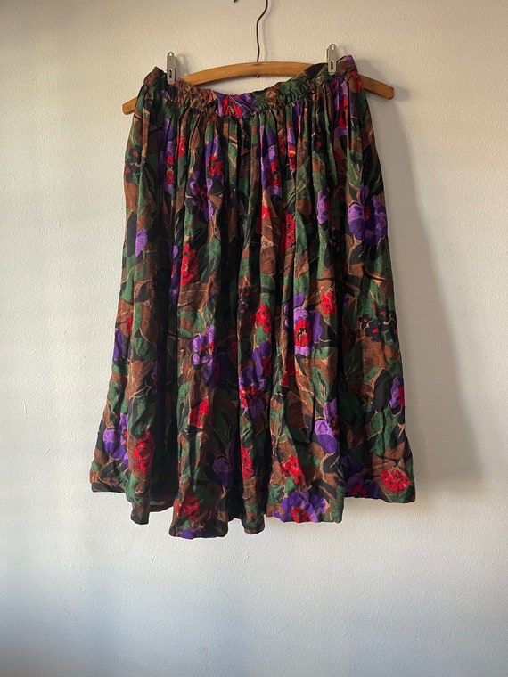 CUTE Vintage 80s FLORAL Pleated SKIRT Medium