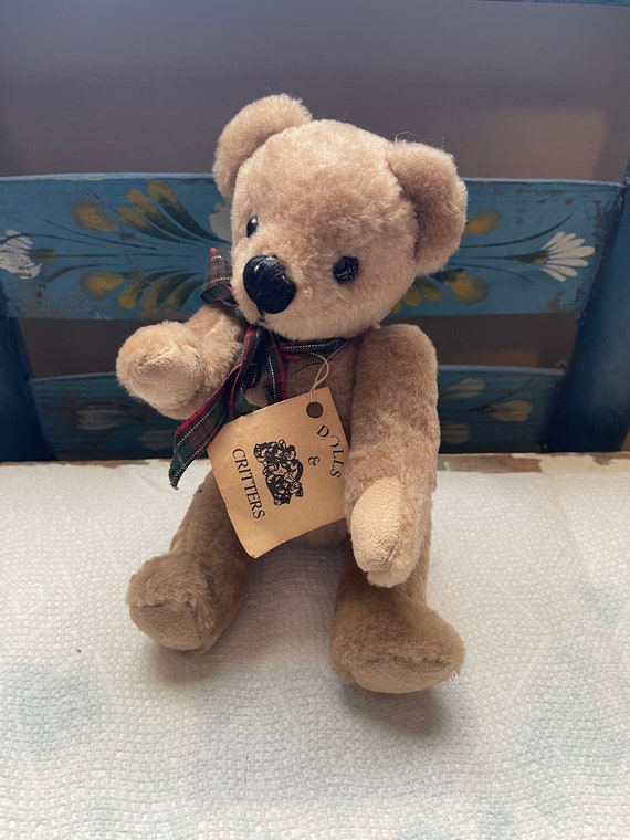 Vintage 80s HANDCRAFTED Jointed TEDDY BEAR