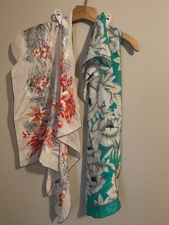 GORGEOUS Lot of 2 Hand Rolled SILK SCARVES