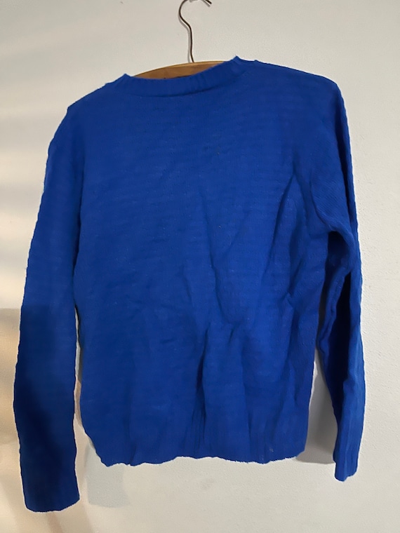 Vintage 70s JAMSPORT Acrylic ROYAL BLUE Sweater T… - image 3